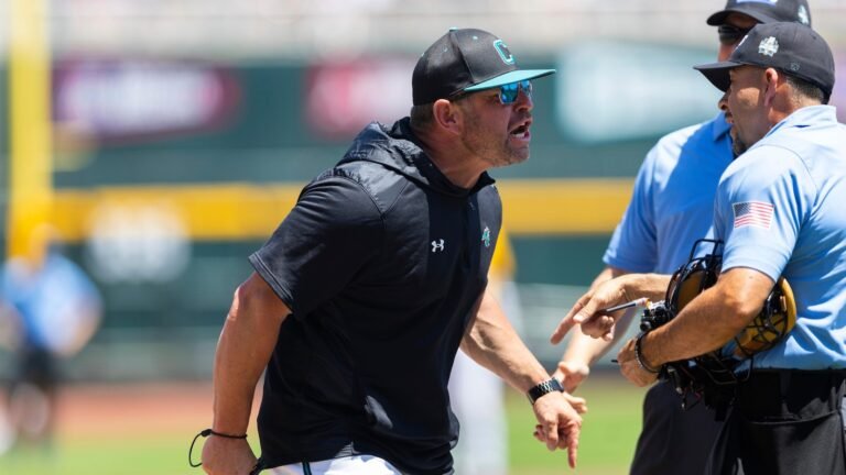Coastal Carolina coach Kevin Schnall and an assistant coach ejected from Game 2 of CWS finals vs LSU